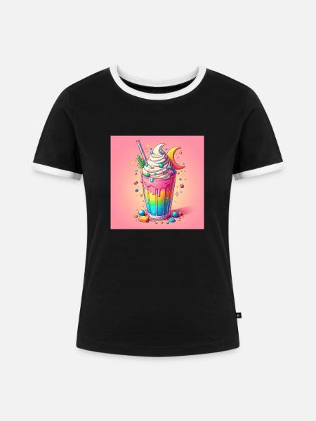 Cosmic Delight - Frauen Kontrast-T-Shirt - Schwarz/Weiß