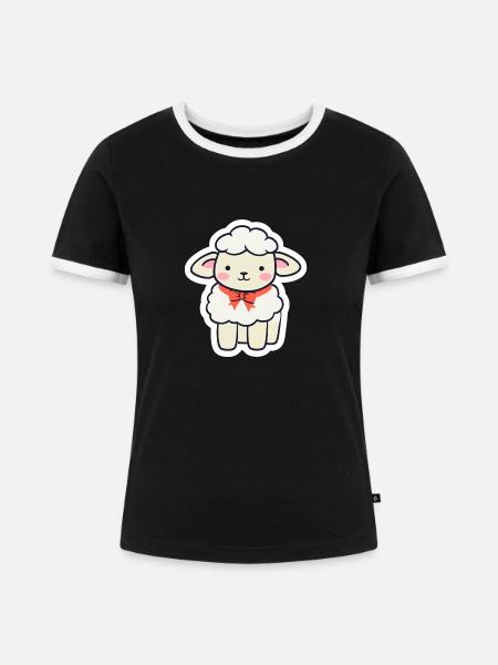 Lamm - Frauen Kontrast-T-Shirt - Schwarz/Weiß
