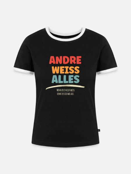ANDRE weiss Alles - Frauen Kontrast-T-Shirt - Schwarz/Weiß