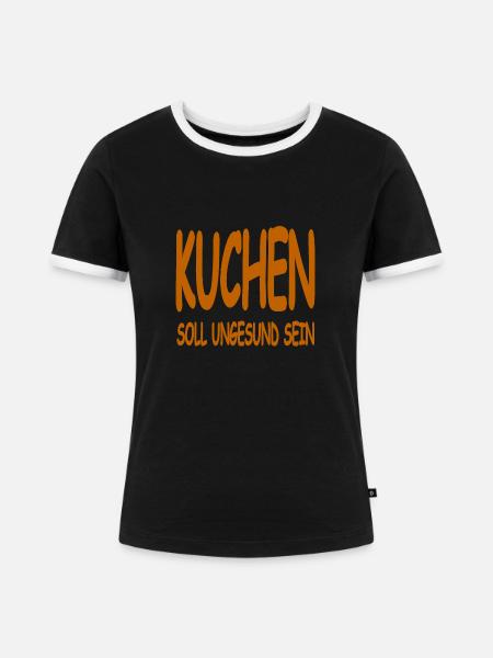 Kuchen - Frauen Kontrast-T-Shirt - Schwarz/Weiß