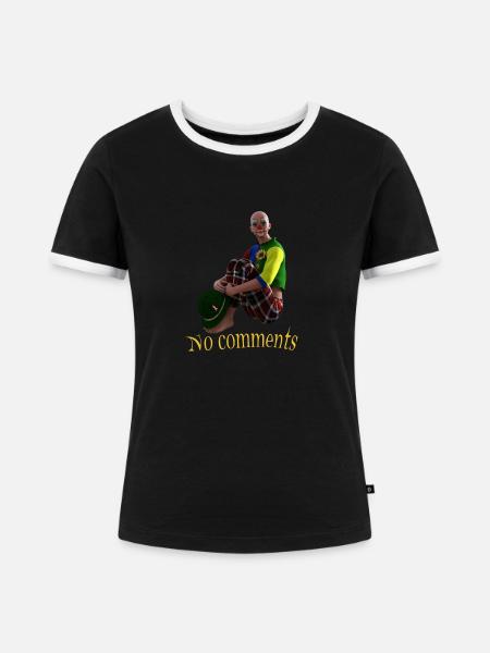 Kein Kommentar - Frauen Kontrast-T-Shirt - Schwarz/Weiß