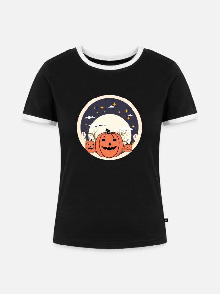 Gruseliger gruseliger Herbst - Frauen Kontrast-T-Shirt - Schwarz/Weiß