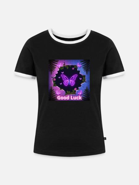 Viel Glück - Frauen Kontrast-T-Shirt - Schwarz/Weiß
