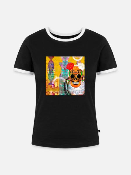 Schädel aus Gold - Frauen Kontrast-T-Shirt - Schwarz/Weiß