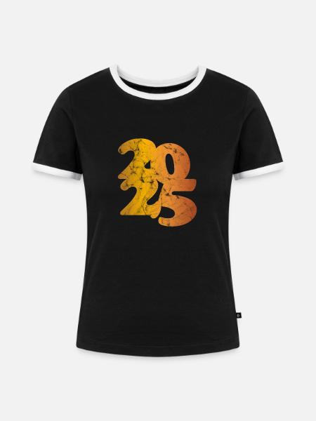 2025 goldig - Frauen Kontrast-T-Shirt - Schwarz/Weiß