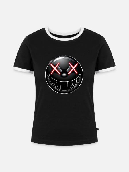Smile! - Frauen Kontrast-T-Shirt - Schwarz/Weiß