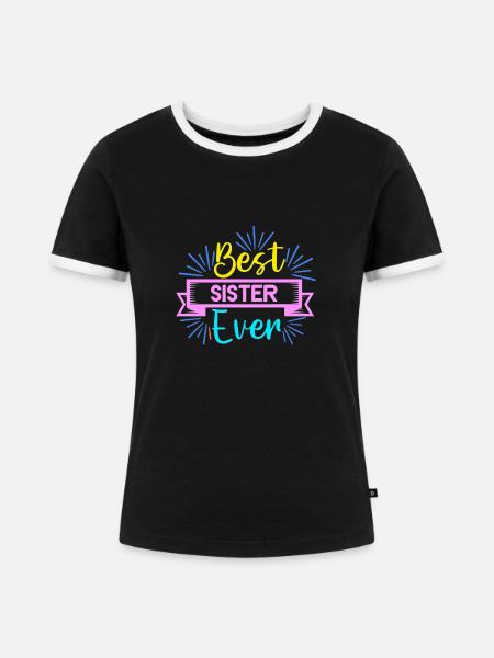 Beste Schwester - Frauen Kontrast-T-Shirt - Schwarz/Weiß