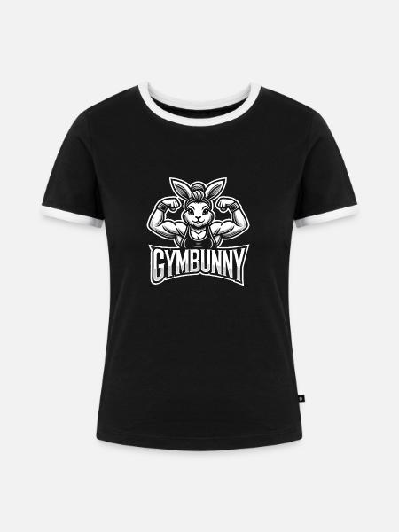 GymBunny Flexing - Frauen Kontrast-T-Shirt - Schwarz/Weiß
