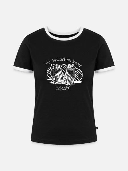 Treibball (weiß) mit Text - Frauen Kontrast-T-Shirt - Schwarz/Weiß