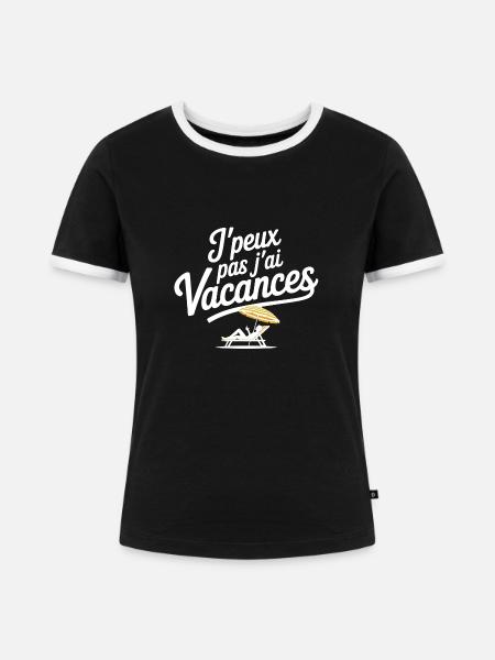 Ferien, Sommerferien - Frauen Kontrast-T-Shirt - Schwarz/Weiß
