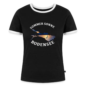 Bodensee - Frauen Kontrast-T-Shirt - Schwarz/Weiß - Vorne - Selfina (174cm)