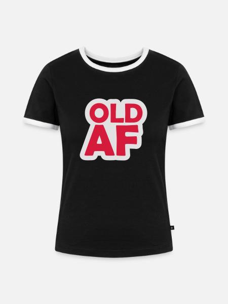 old AF Text Logo - Frauen Kontrast-T-Shirt - Schwarz/Weiß