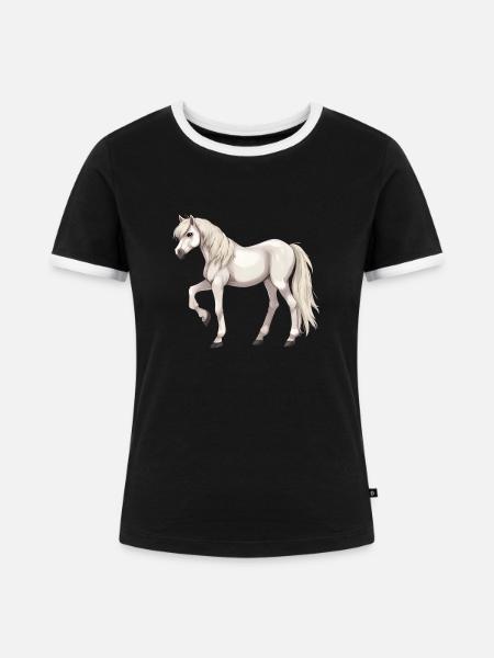 Weißes Pferd - Frauen Kontrast-T-Shirt - Schwarz/Weiß