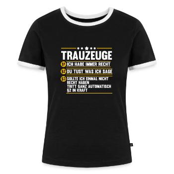Hochzeit Junggesellenabschied Trauzeuge - Frauen Kontrast-T-Shirt - Schwarz/Weiß - Vorne - Selfina (174cm)