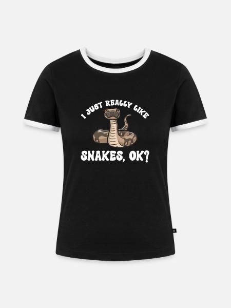 Ball Python Schlange Königspython - Frauen Kontrast-T-Shirt - Schwarz/Weiß