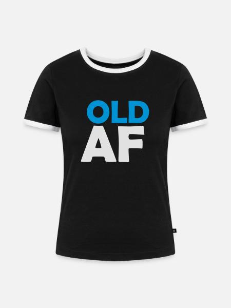 old AF Text Logo - Frauen Kontrast-T-Shirt - Schwarz/Weiß