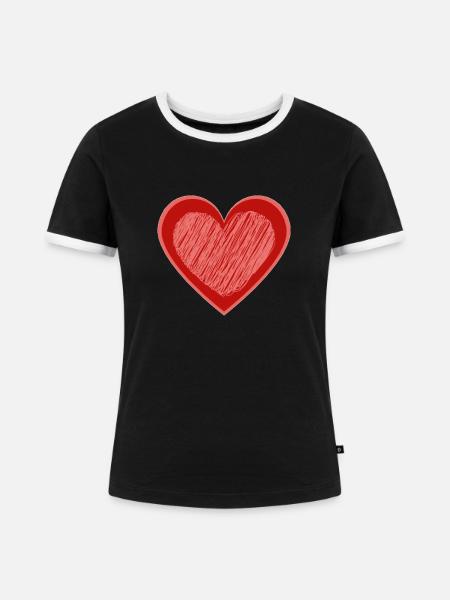 Herz gezeichnet - Frauen Kontrast-T-Shirt - Schwarz/Weiß