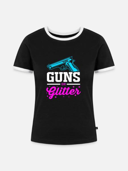 Gender Reveal Babyshower - Frauen Kontrast-T-Shirt - Schwarz/Weiß