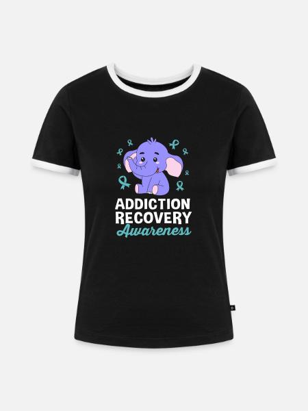 Drogenfrei Sucht Süchtig - Frauen Kontrast-T-Shirt - Schwarz/Weiß