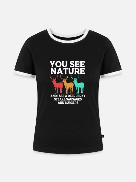 Jäger Jagen - Frauen Kontrast-T-Shirt - Schwarz/Weiß