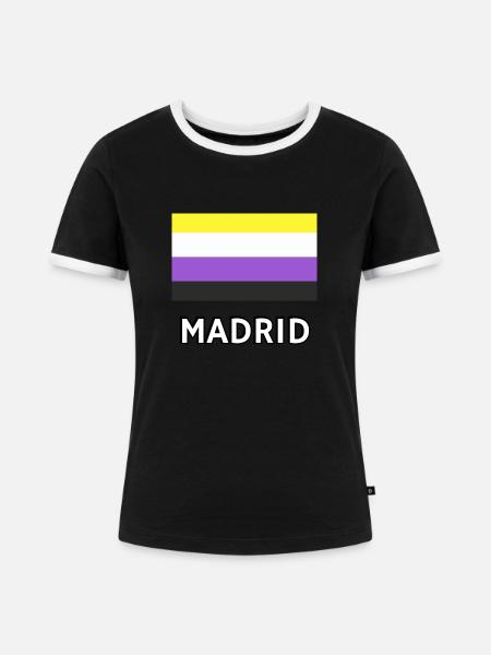 Nicht-binäre Pride Flagge Madrid - Frauen Kontrast-T-Shirt - Schwarz/Weiß