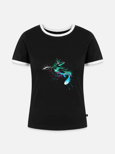 Splash art Marine Dinosaur mosasaurus - Frauen Kontrast-T-Shirt - Schwarz/Weiß