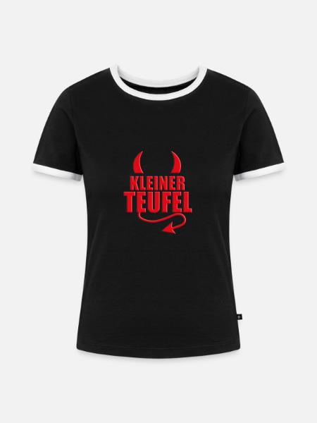 KLEINER TEUFEL - HALLOWEEN - TEUFELSHÖRNER - Frauen Kontrast-T-Shirt - Schwarz/Weiß