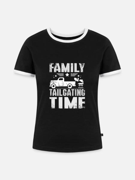 Family tailgate time - Frauen Kontrast-T-Shirt - Schwarz/Weiß