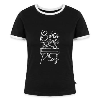 Born to play piano - Frauen Kontrast-T-Shirt - Schwarz/Weiß - Vorne - Selfina (174cm)