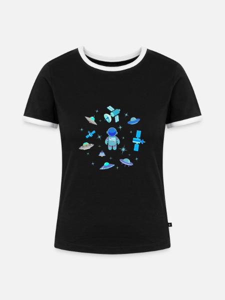 Raumfahrt blau-weiß - Frauen Kontrast-T-Shirt - Schwarz/Weiß