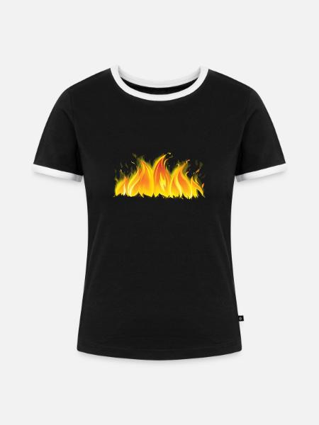 fire 2 - Frauen Kontrast-T-Shirt - Schwarz/Weiß