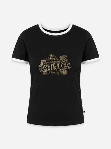 Hexencafé - Frauen Kontrast-T-Shirt - Schwarz/Weiß