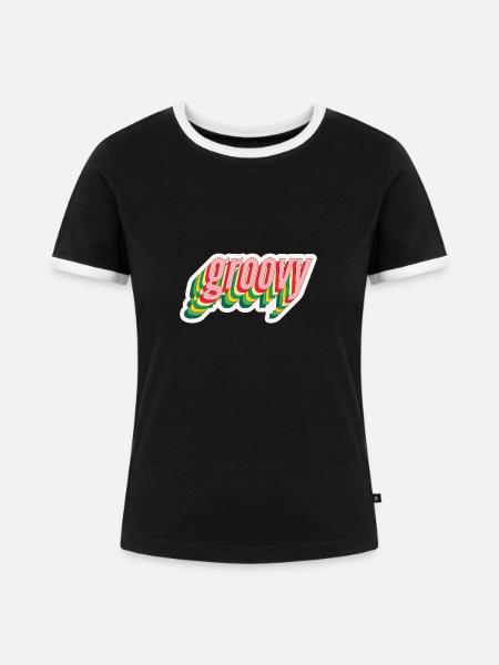 Groovy Groove Musik - Frauen Kontrast-T-Shirt - Schwarz/Weiß