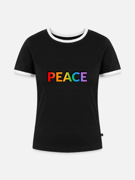 Friedens-Regenbogen - Frauen Kontrast-T-Shirt - Schwarz/Weiß
