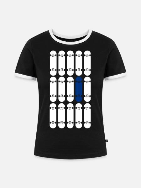 OneBoardBlue/White - Frauen Kontrast-T-Shirt - Schwarz/Weiß
