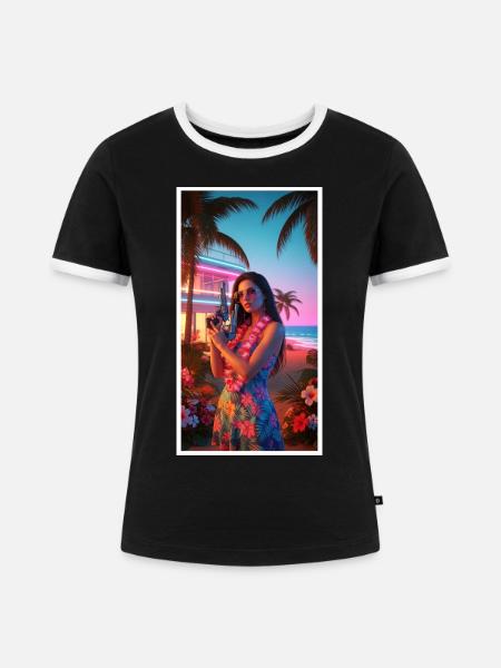 Sommerliche Vibes - Frauen Kontrast-T-Shirt - Schwarz/Weiß