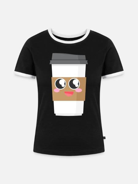 Sweet Coffee Cup - Frauen Kontrast-T-Shirt - Schwarz/Weiß