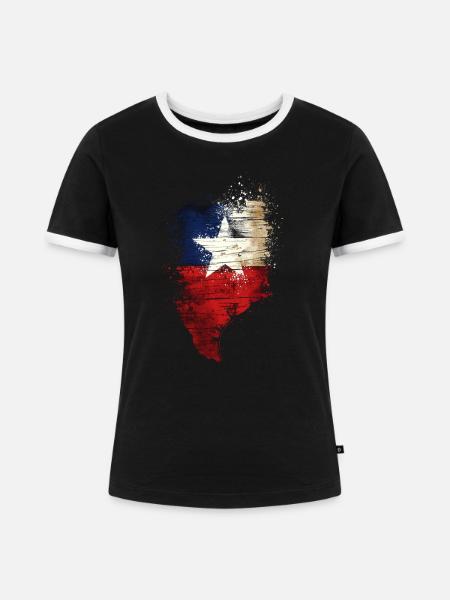 Bundesstaat Texas - Frauen Kontrast-T-Shirt - Schwarz/Weiß