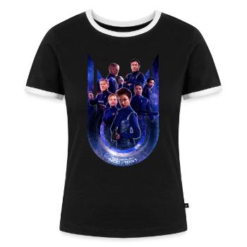 Star Trek Discovery 1. Staffel Crew - Frauen Kontrast-T-Shirt - Schwarz/Weiß - Vorne - Selfina (174cm)