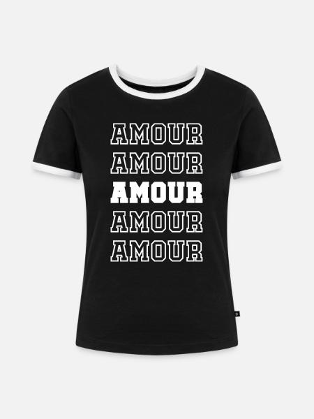 LIEBE - Frauen Kontrast-T-Shirt - Schwarz/Weiß