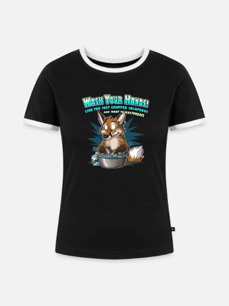 Wash Your Hands (blau) - Frauen Kontrast-T-Shirt - Schwarz/Weiß