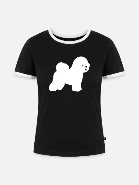 Bichon Frise - Frauen Kontrast-T-Shirt - Schwarz/Weiß