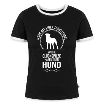 Hund Schutzengel Hundespruch Hunde Spruch Wilsigns - Frauen Kontrast-T-Shirt - Schwarz/Weiß - Vorne - Selfina (174cm)