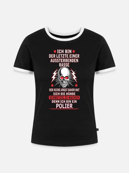 POLIER - Frauen Kontrast-T-Shirt - Schwarz/Weiß
