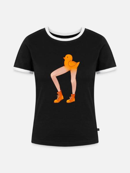 DUCK - Frauen Kontrast-T-Shirt - Schwarz/Weiß
