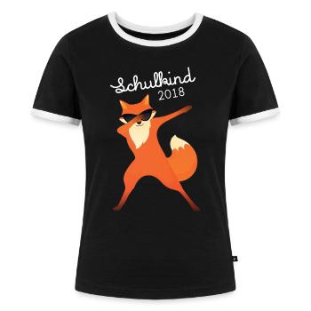 Schulkind 2018 - Dabbing Fuchs Dab Sonnenbrille - Frauen Kontrast-T-Shirt - Schwarz/Weiß - Vorne - Selfina (174cm)
