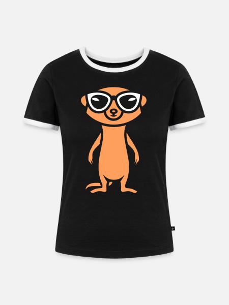 Erdmännchen - Frauen Kontrast-T-Shirt - Schwarz/Weiß