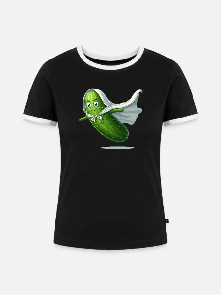 Fliegende Gurke - Frauen Kontrast-T-Shirt - Schwarz/Weiß