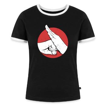 Kung Fu - Frauen Kontrast-T-Shirt - Schwarz/Weiß - Vorne - Selfina (174cm)