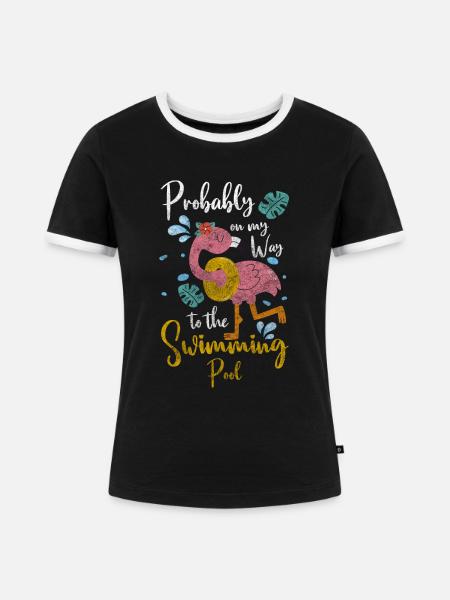 Pool Feiern Sommer Freunde - Frauen Kontrast-T-Shirt - Schwarz/Weiß